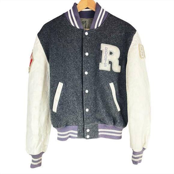ROOTS 1986 Vintage Wool/Leather Varsity Letterman Jacket Canada Size XL 80s Vtg - Picture 1 of 14